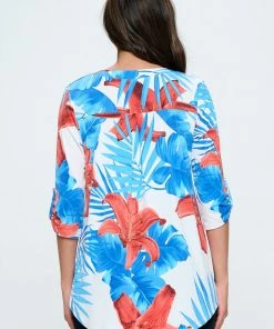 Jostar Tops HIT Notch Neck Rolled Sleeve Top-359HT-QRP1-W280