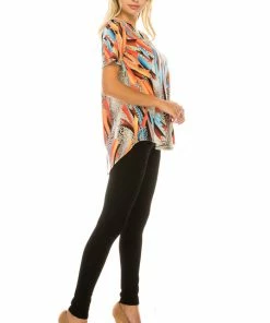 Jostar Online HIT Notch Neck Rolled Sleeve Top-359HT-SRP1-W271 Short Sleeves