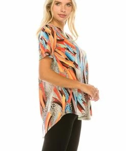 Jostar Online HIT Notch Neck Rolled Sleeve Top-359HT-SRP1-W271 Short Sleeves