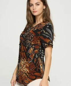 Jostar BNS Print Point V-NK Top-362BN-SRP1-W207 Short Sleeves