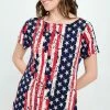 Jostar Online Tops HIT American Print Boat Neckline Short Short Sleeve Top-368HT-SRP1-W297