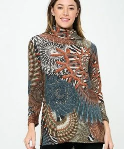 Jostar Online Mir Split Mock Neck Top-371MU-LRP1-F025 Tops