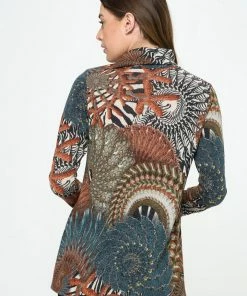 Jostar Online Mir Split Mock Neck Top-371MU-LRP1-F025 Tops