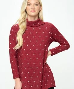 Jostar Mir Split Mock Neck Top-371MU-LRP1-W334 Tops