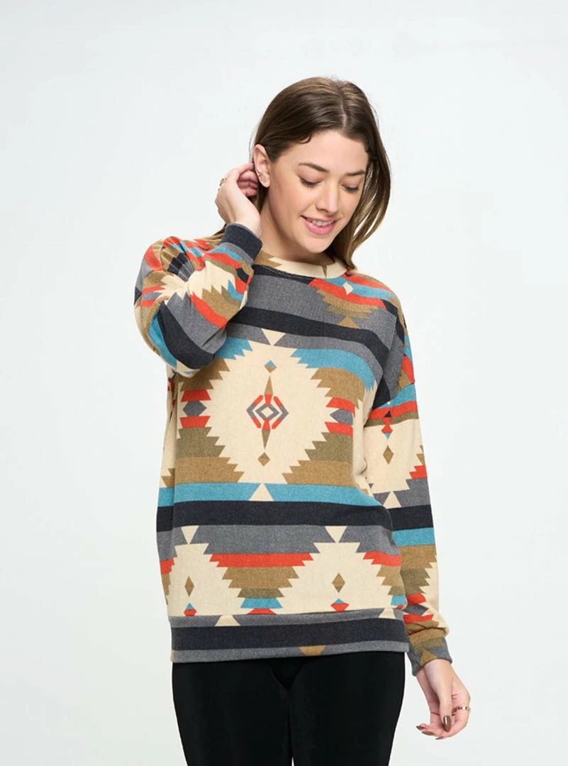 Jostar Tops MIR Round Nk Long Sleeve W/ Pocket Top-372MU-LRP1-K-W351