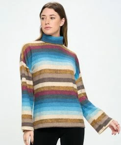 Jostar Tops Terry Brushed Wide Sleeve Mock NK Top-373TB-LRP1-W352