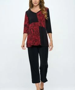 Jostar HIT Contrast V-Neck Tunic Top-380HT-QRP1-C-W344 Tops