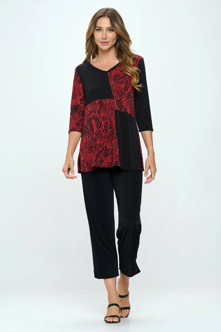 Jostar HIT Contrast V-Neck Tunic Top-380HT-QRP1-C-W344 Tops