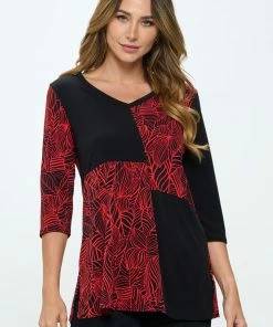 Jostar HIT Contrast V-Neck Tunic Top-380HT-QRP1-C-W344 Tops