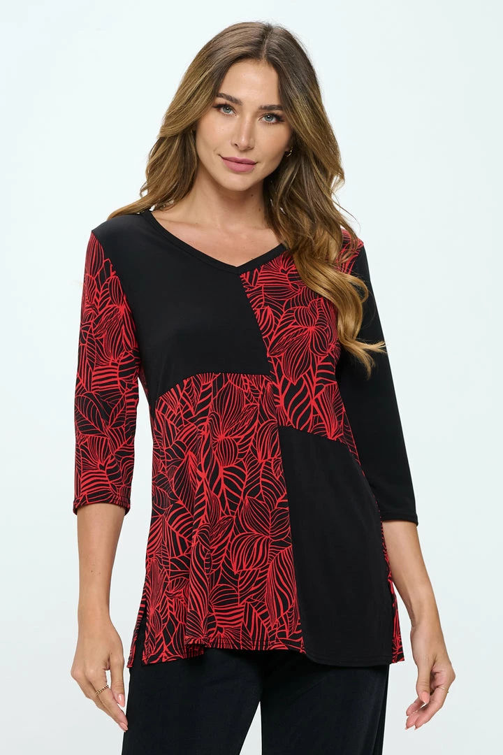 Jostar HIT Contrast V-Neck Tunic Top-380HT-QRP1-C-W344 Tops