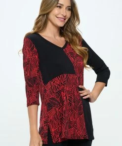 Jostar HIT Contrast V-Neck Tunic Top-380HT-QRP1-C-W344 Tops