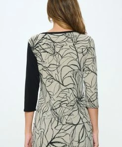 Jostar Tops HIT Contrast V-Neck Tunic Top-380HT-QRP1-C-W349