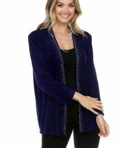 Jostar Women's Non Iron Drape Jacket Long Sleeve Rhinestones Plus Size-400AY-LX-R-R080