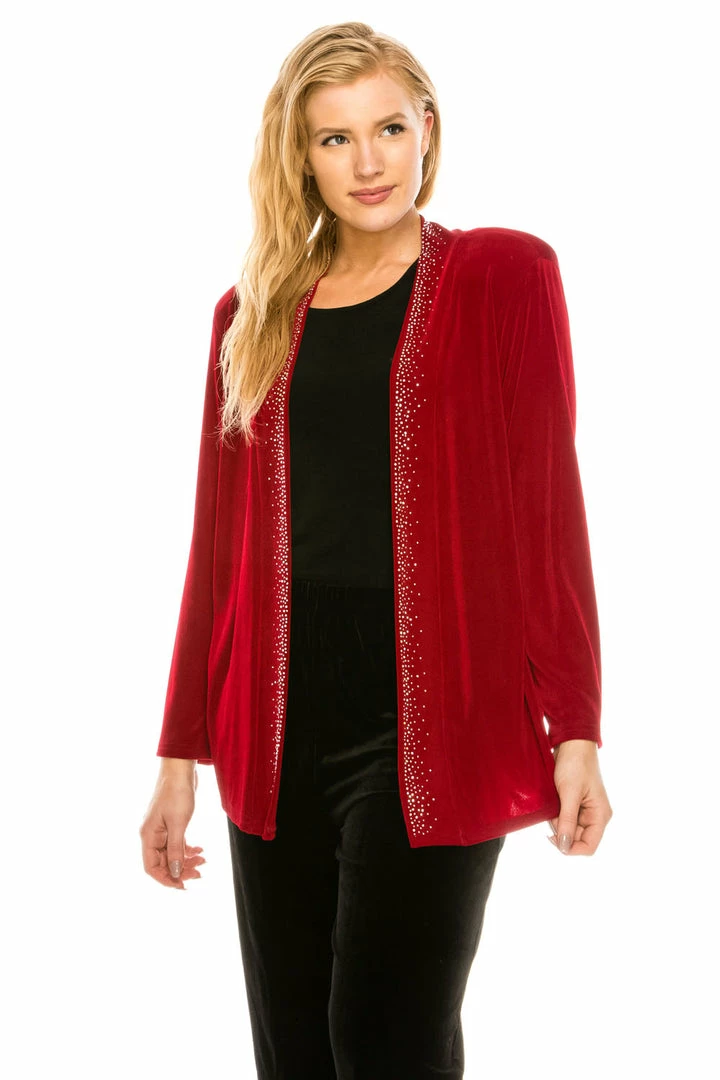 Jostar Women's Non Iron Drape Jacket Long Sleeve Rhinestones-400AY-LRS1-R-R080