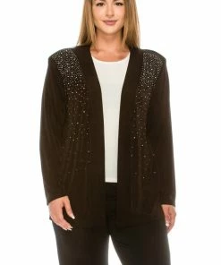 Jostar Women's Non Iron Drape Jacket Long Sleeve Rhinestones Plus Size-400AY-LX-R-R079 Non Iron ( Acetate )