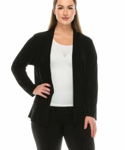 Jackets Jostar Women's Stretchy Drape Jacket Long Sleeve No Shoulder Pad Plus, 404BN-LX