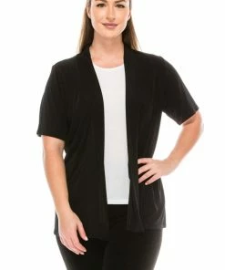 Jostar Women's Stretchy Drape Jacket Short Sleeve Plus No Shoulder Pad, 404BN-SX