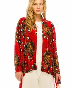 Jostar Women's Velvet Burnout Vegas Jacket Long Sleeve-424VB-LRP1-B013 Jackets