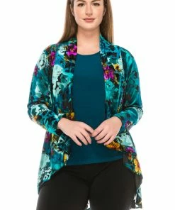 Jostar Women's Velvet Burnout Vegas Jacket Long Sleeve Plus, 424VB-LXP-B007 Jackets