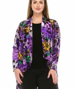 Jostar Women's Velvet Burnout Vegas Jacket Long Sleeve Plus, 424VB-LXP-B007 Jackets