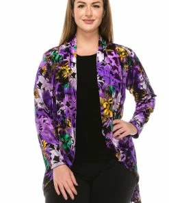 Jostar Women's Velvet Burnout Vegas Jacket Long Sleeve Plus, 424VB-LXP-B007 Jackets
