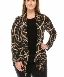 Jostar Online Glitter Mid Cut Jacket Long Sleeve Print Glitter Plus Size-428GL-LXP1-G008