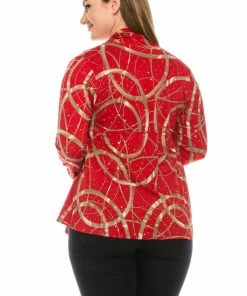 Jostar Online Glitter Mid Cut Jacket Long Sleeve Print Glitter Plus Size-428GL-LXP1-G008