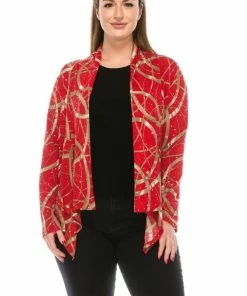 Jostar Online Glitter Mid Cut Jacket Long Sleeve Print Glitter Plus Size-428GL-LXP1-G008