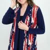 Jostar Online American Print Contrast Long Sleeve Cardigan-480BN-LRP1-CM-W306