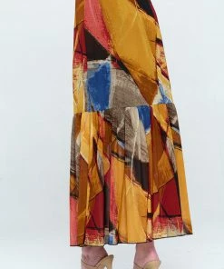 Jostar Mesh Romance Tiered Print Skirt-644MR-ARP1-W232