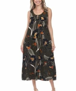 Jostar Women's Stretchy Tank Long Dress Sleeveless Plus Print, 700BN-TXP-W239 Plus Size