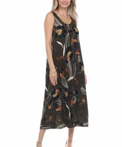 Jostar Women's Stretchy Tank Long Dress Sleeveless Plus Print, 700BN-TXP-W239 Plus Size