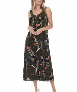 Jostar Women's Stretchy Tank Long Dress Sleeveless Plus Print, 700BN-TXP-W239 Plus Size
