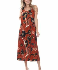 Jostar Women's Stretchy Tank Long Dress Sleeveless Plus Print, 700BN-TXP-W239 Plus Size