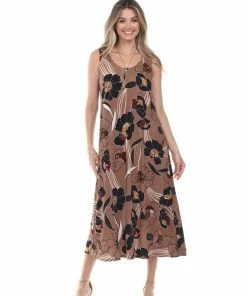 Jostar Women's Stretchy Tank Long Dress Sleeveless Plus Print, 700BN-TXP-W239 Plus Size
