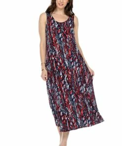 Jostar Women's Stretchy Tank Long Dress Sleeveless Plus Print, 700BN-TXP-W247 Plus Size