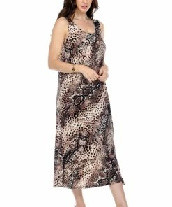Jostar Women's Stretchy Tank Long Dress Sleeveless Plus Print, 700BN-TXP-W248 Dresses