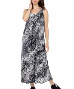 Jostar Women's Stretchy Tank Long Dress Sleeveless Plus Print, 700BN-TXP-W248 Dresses