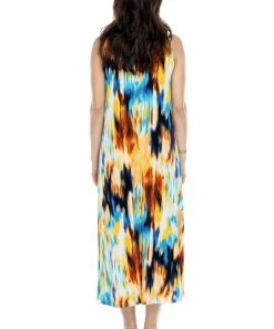 Jostar Women's Stretchy Tank Long Dress Sleeveless Plus Print, 700BN-TXP-W250 Long Length