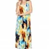 Jostar Women's Stretchy Tank Long Dress Sleeveless Plus Print, 700BN-TXP-W250 Long Length