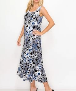 Long Length Jostar Women's Stretchy Tank Long Dress Sleeveless Plus Print, 700BN-TXP-W274