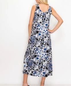 Long Length Jostar Women's Stretchy Tank Long Dress Sleeveless Plus Print, 700BN-TXP-W274