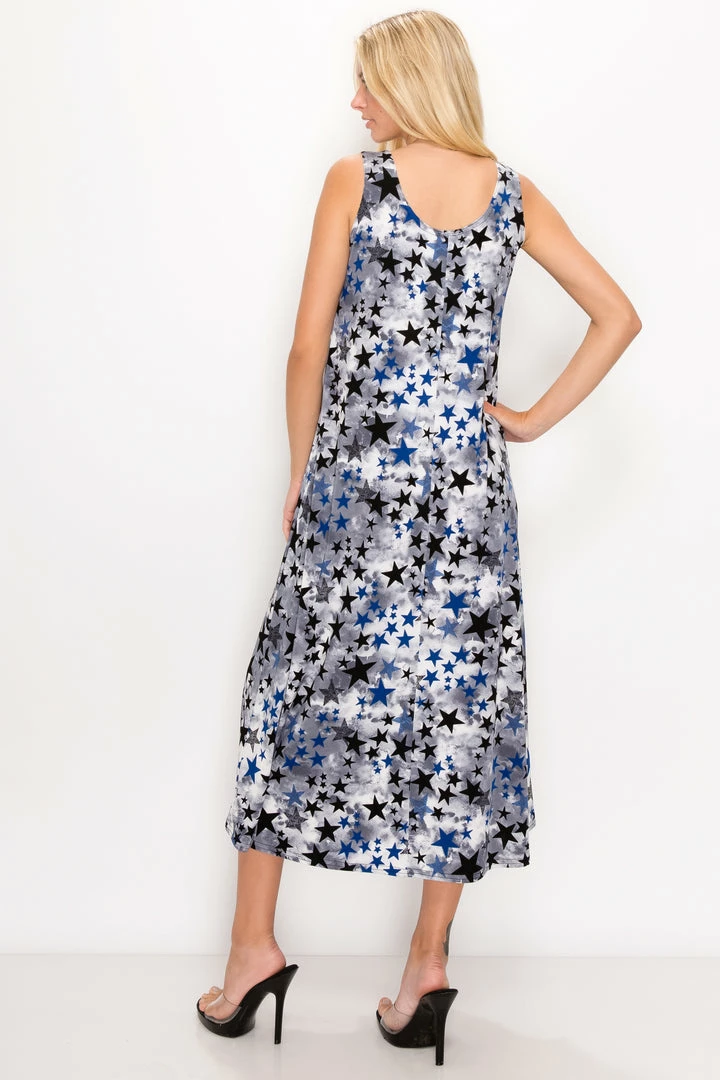 Long Length Jostar Women's Stretchy Tank Long Dress Sleeveless Plus Print, 700BN-TXP-W274