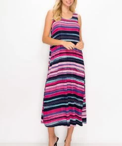 Jostar Stretchy Long Tank Dress Print-700BN-TRP1-W275 Long Length