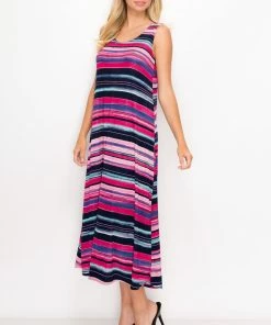 Jostar Stretchy Tank Long Dress Sleeveless Plus Print, 700BN-TXP-W275 Plus Size