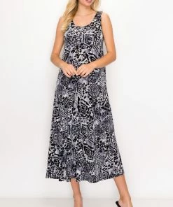 Jostar Online Stretchy Long Tank Dress Print-700BN-TRP1-W277 Dresses