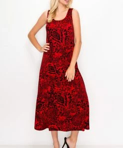 Jostar Online Stretchy Long Tank Dress Print-700BN-TRP1-W277 Dresses