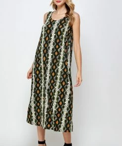 Jostar Women's Stretchy Tank Long Dress Sleeveless Plus Print, 700BN-TXP-W290