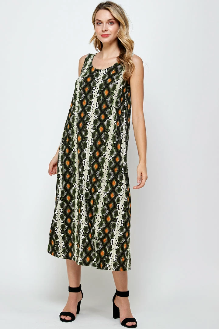 Jostar Women's Stretchy Tank Long Dress Sleeveless Plus Print, 700BN-TXP-W290