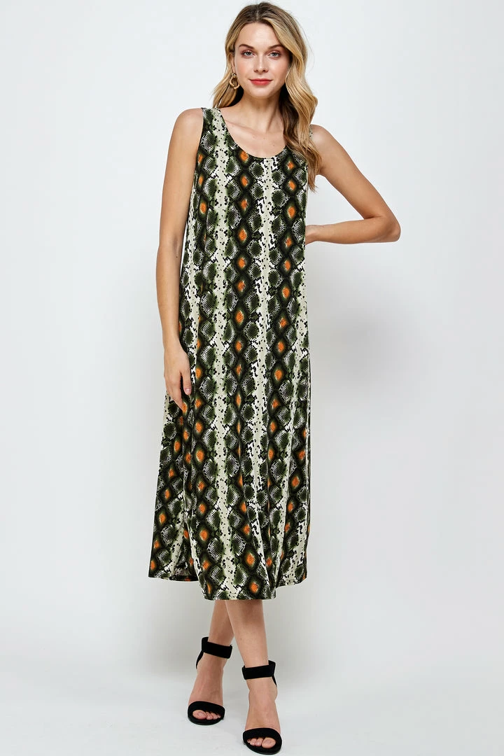 Jostar Online Stretchy Long Tank Dress Print-700BN-TRP1-W290